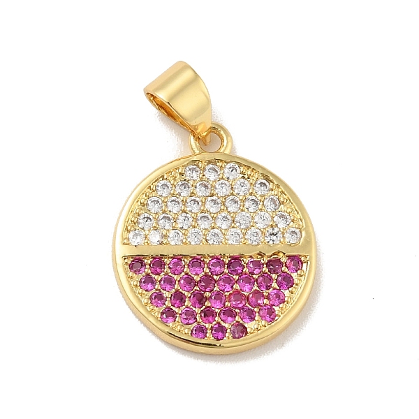 

PandaHall Brass Micro Pave Cubic Zirconia Pendants, Cadmium Free & Lead Free, Long-Lasting Plated, Flat Round, Real 18K Gold Plated, Magenta..., Pink