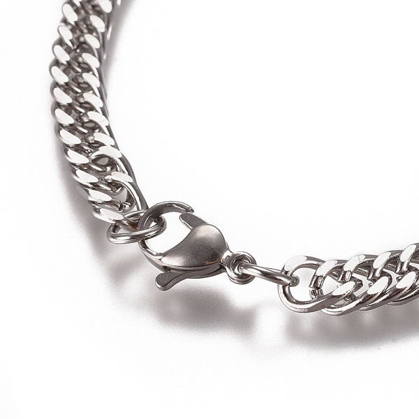 

PandaHall Men's Cuban Link Chain Bracelets, Fashionable 304 Stainless Steel Bracelets, with Lobster Claw Clasps, Stainless Steel Color...