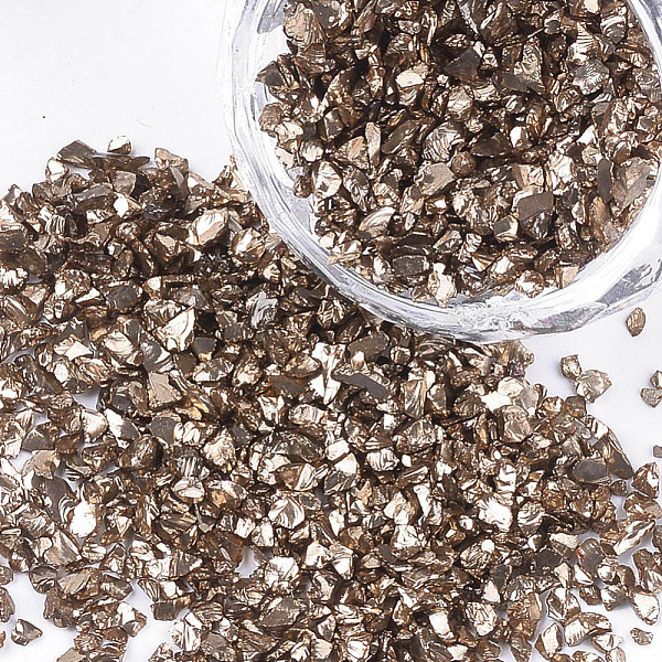 PandaHall Plated Glass Seed Beads, For Nail Art Decoration Accessories, No Hole/Undrilled, Chips, Tan, 2~7x1~5x0.5~2mm, about 450g/bag Glass...