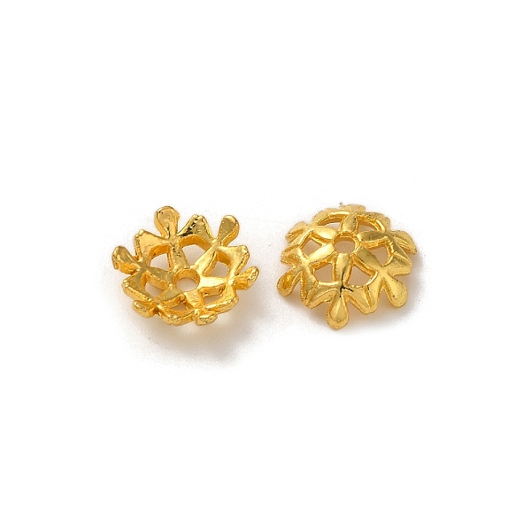 

PandaHall Alloy Beads Caps, Lead Free & Cadmium Free, Multi-Petal Flower, Golden, 11x3.5mm, Hole: 1.5mm Alloy