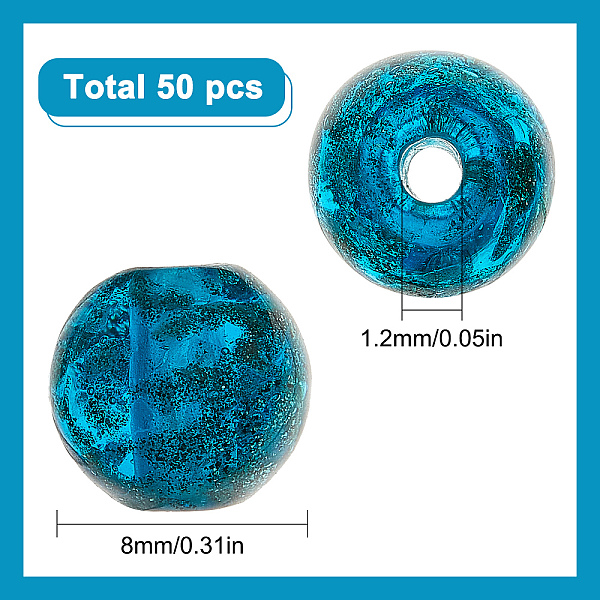 

PandaHall SUNNYCLUE 1 Box Luminous Beads Luminous Glass Bead 8mm Glow in The Dark Handmade Gold Sand Lampwork Beads Loose Spacer Round Bead...