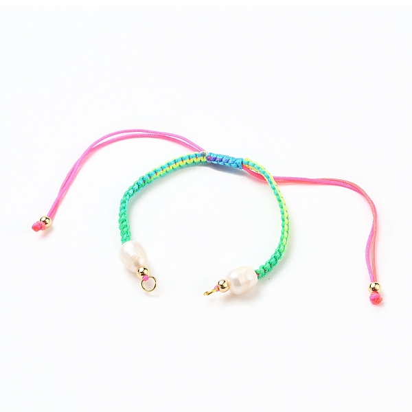 

PandaHall Adjustable Nylon Thread Braided Bead Bracelet Making, with Brass Beads, Natural Cultured Freshwater Pearl Beads and 304 Stainless...