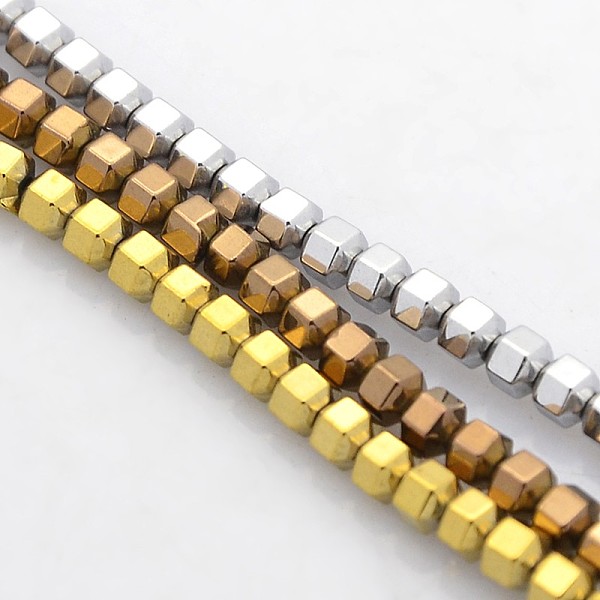 

PandaHall Electroplate Non-magnetic Synthetic Hematite Beads Strands, Faceted Drum, Mixed Color, 3x3mm, Hole: 1mm, about 159pcs/strand, 15.7...