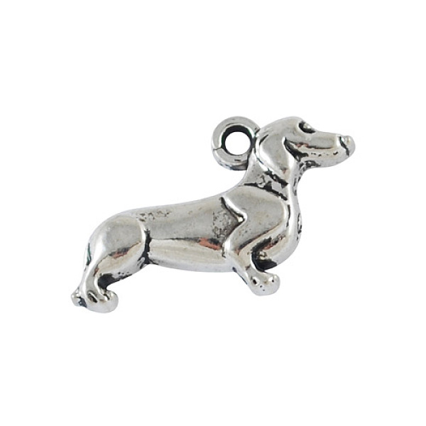 PandaHall Tibetan Style Alloy Puppy Pendants, Sausage Dog/Dachshund, Cadmium Free & Nickel Free & Lead Free, Antique Silver, 20x13x3mm, Hole...