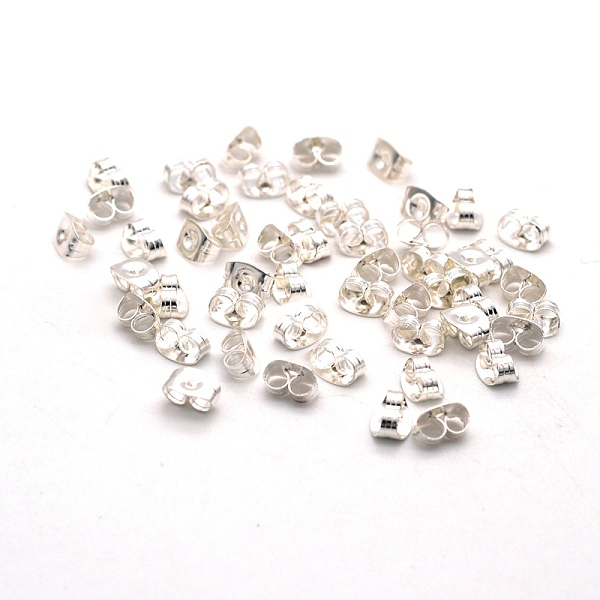 

PandaHall 304 Stainless Steel Ear Nuts, Butterfly Earring Backs for Post Earrings, Silver, 6x4x3mm, Hole: 0.7mm 304 Stainless Steel