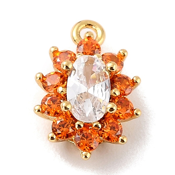 

PandaHall Eco-Friendly Brass Micro Pave Cubic Zirconia Charms, Cadmium Free & Lead Free, Real 18K Gold Plated, Flower, Orange, 11.5x7.5x4mm...
