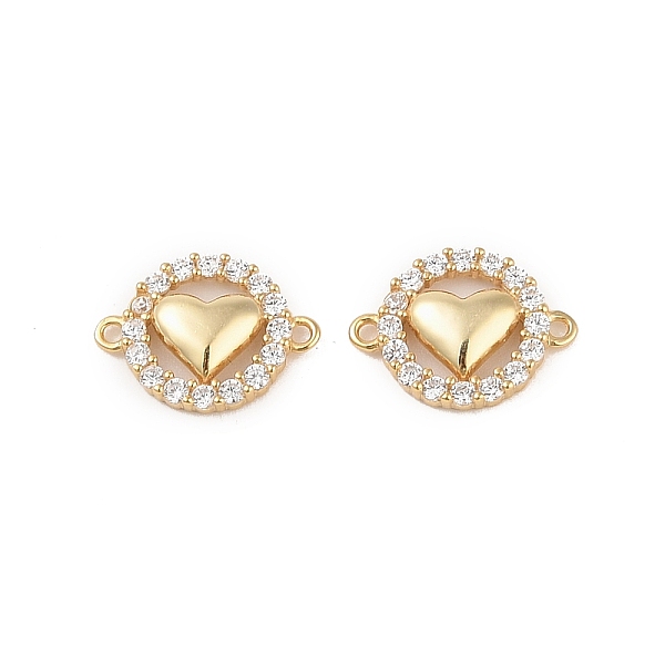 

PandaHall 925 Sterling Silver Pave Clear Cubic Zirconia Ring with Heart Links, Heart Connector Charms with 925 Stamp, Real 18K Gold Plated...