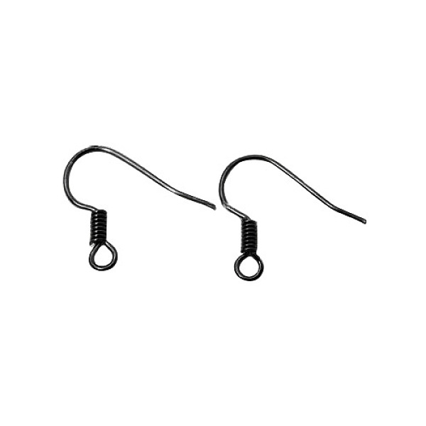 

PandaHall Brass Earring Hooks, with Horizontal Loop, Nickel Free, Gunmetal, 17mm, Hole: 1.5mm, Pin: 0.7mm Brass