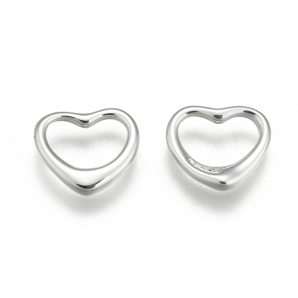 

PandaHall Brass Heart Charms, Silver Color Plated, 11x13mm Brass Heart