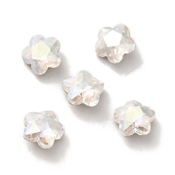 

PandaHall K9 Glass Rhinestone Cabochons, Pointed Back & Back Plated, Faceted, Plum Blossom, Crystal, 8x4mm Glass Rhinestone Flower Clear