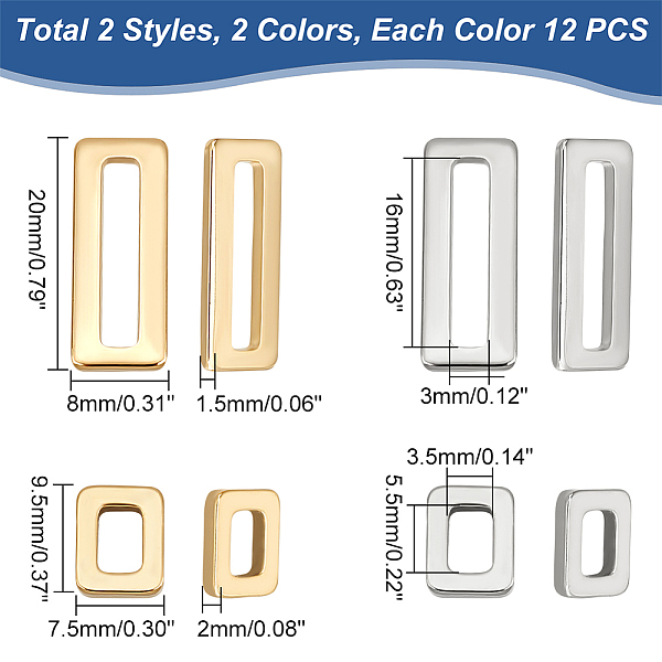 

PandaHall UNICRAFTALE 48pcs 2 Styles Linking Rings 2 Colors Rectangle Stainless Steel Connectors Metal Hypoallergenic Links for Bracelet...