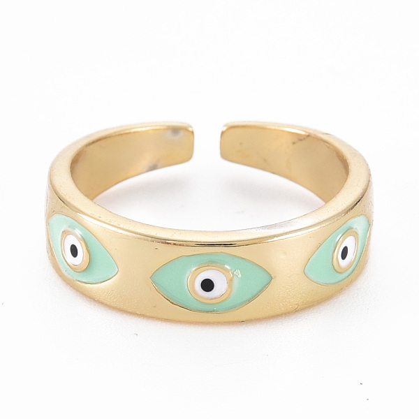 

PandaHall Real 16K Gold Plated Brass Enamel Cuff Rings, Evil Eyel Open Rings for Girl Women, Nickel Free, Mixed Color, US Size 7 1/2(17.7mm)..., Multicolor