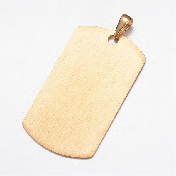 

PandaHall Ion Plating(IP) 304 Stainless Steel Pendants, Stamping Blank Tag Rectangle, Golden, 43x24x1mm, Hole: 3x6mm 304 Stainless Steel...