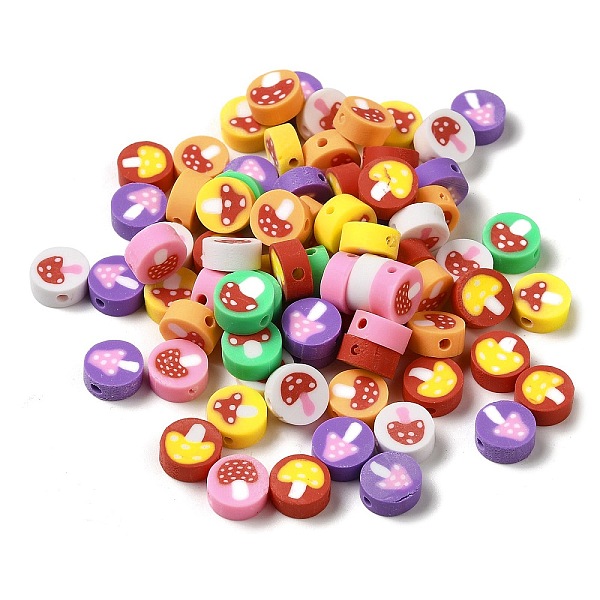 

PandaHall Handmade Polymer Clay Beads, Round with Mushroom, Mixed Color, 9x4mm, Hole: 1.8mm Polymer Clay Round Multicolor