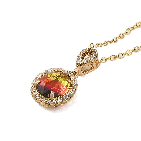 

PandaHall Brass Micro Pave Cubic Zirconia Pendant Necklaces, Glass Jewelry for Women, 201 Stainless Steel Cable Chain Necklaces, Colorful...