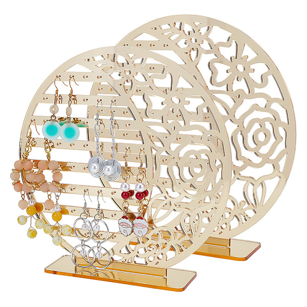 

PandaHall 8-Tier Mirror Acrylic Earring Display Stands, Flat Round with Flower Earrring Organizer Holder for Earring Storage, Gold, Finish...
