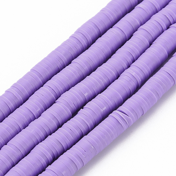 

PandaHall Handmade Polymer Clay Bead Strands, Heishi Beads, Disc/Flat Round, Lilac, 6x0.5~1mm, Hole: 2mm, about 320~447pcs/strand, 15.74..., Purple