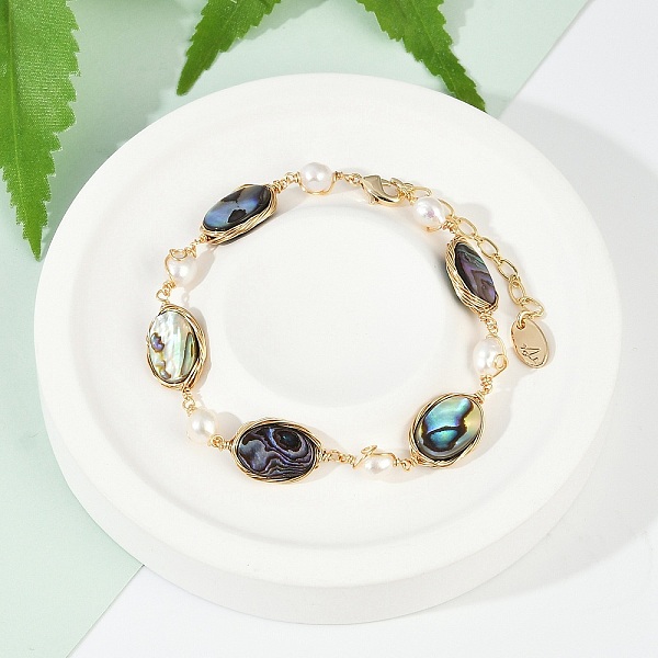 Oval Brass Abalone … - image