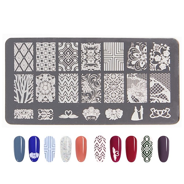 

PandaHall Lace Flower Stainless Steel Nail Art Stamping Plates, Nail Image Templates, Template Tool, Rectangle, Stainless Steel Color...
