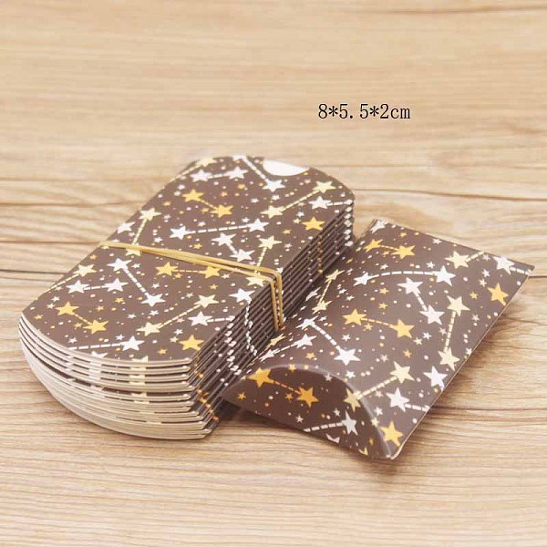 

PandaHall Paper Pillow Candy Boxes, Gift Boxes, for Wedding Favors Baby Shower Birthday Party Supplies, Star Pattern, 8x5.5x2cm Paper Star..., White