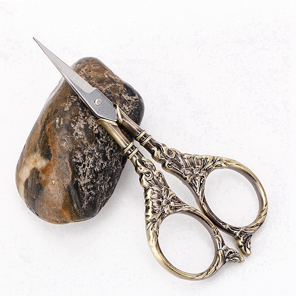 

PandaHall Alloy & Stainless Steel Retro Embossed Flower Scissors, Embroidery Cross Stitch Sewing Scissor, Antique Bronze, 115mm. Alloy...