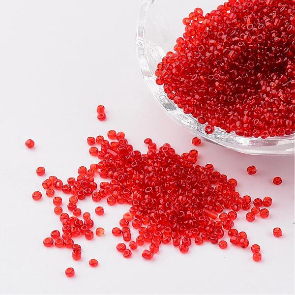

PandaHall 12/0 Glass Seed Beads, Transparent, Round, Red, 2mm, Hole: 1mm, about 3100pcs/50g Glass Red