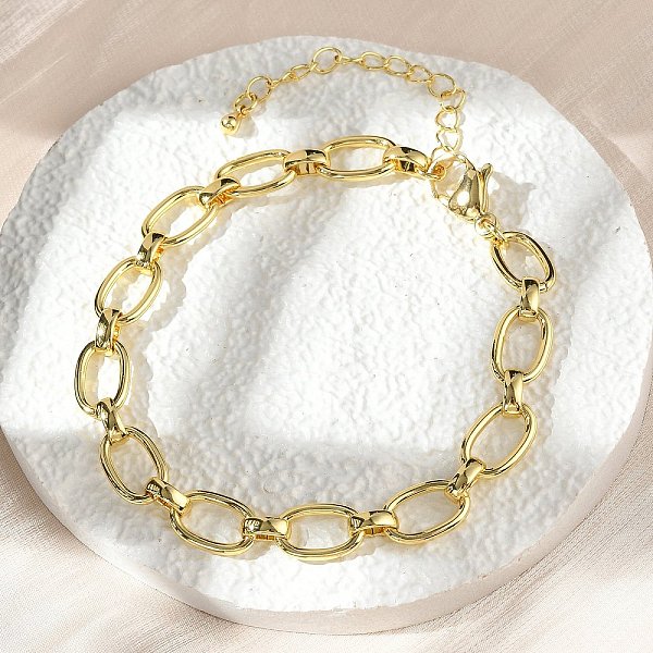 Brass Oval Link Chain Bracelets for Women Men