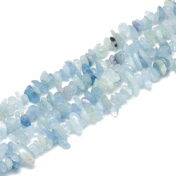 

PandaHall Natural Aquamarine Beads Strands, Chip, 3~11x3~5x1~4mm, Hole: 1mm, about 380~400pcs/strand, 33 inch Aquamarine Chip Green