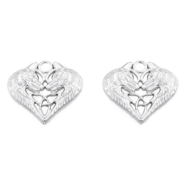 

PandaHall 201 Stainless Steel Pendants, Heart with Wolf & Trinity Knot, Stainless Steel Color, 19x20.5x2.5mm, Hole: 2.5mm 201 Stainless...