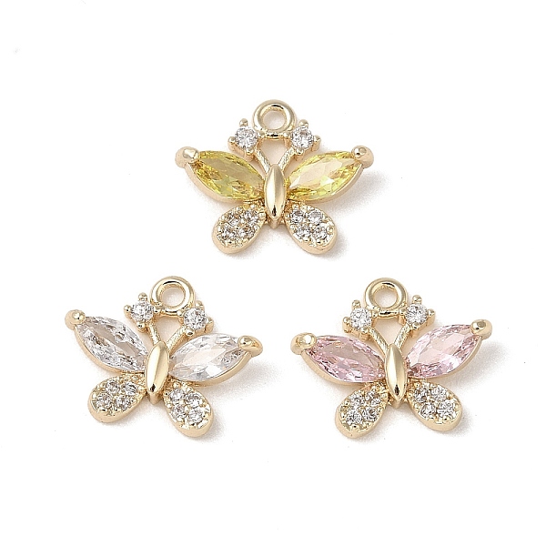 

PandaHall Brass Pendants, with Cubic Zirconia and Glass, Butterfly Charms, Real 18K Gold Plated, 11x13.5x4mm, Hole: 1.4mm Brass+Cubic..., Multicolor