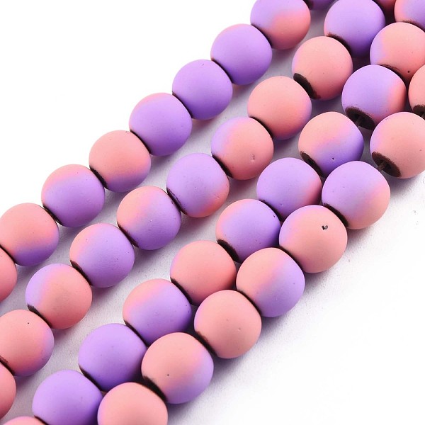 

PandaHall Spray Painted Non-magnetic Synthetic Hematite Beads Strands, Round, Violet, 8x7.5mm, Hole: 1mm, about 53~40pcs/strand, 15.55..., Purple