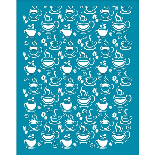 PandaHall OLYCRAFT 5x4 Inch Clay Stencils Coffee Pattern Silk Screen for Polymer Clay Leisure Time Silk Screen Stencils Mesh Transfer...