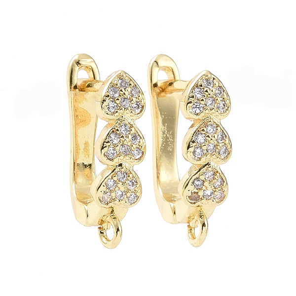 

PandaHall Brass Micro Pave Cubic Zirconia Hoop Earring Findings, Latch Back with Vertical Loops, Heart, Golden, 16x13x3mm, Hole: 1mm, Pin..., Clear