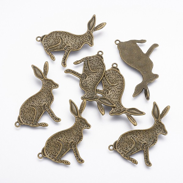 

PandaHall Metal Alloy Bunny Pendants, Lead Free and Cadmium Free, Antique Bronze, Halloween Rabbit, 44x26x2mm, hole: 2mm Alloy Rabbit