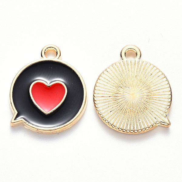 

PandaHall Alloy Enamel Pendants, Flat Message Box with Heart, Light Gold, Black, 17x14x1.5mm, Hole: 1.6mm Alloy+Enamel Flat Round Black