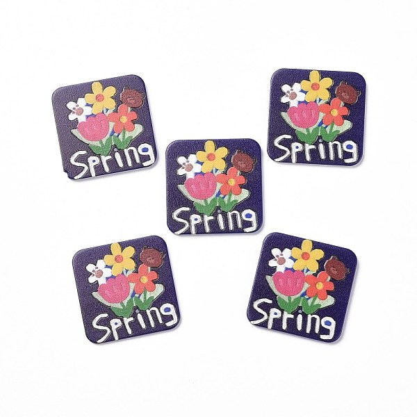 

PandaHall Acrylic Cabochons, for Hair Pins, Hair & Earrings Accessories, Square with Flower Pattern & Word Spring, Indigo, 34.5x34.5x2.5mm..., Purple