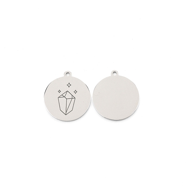

PandaHall 304 Stainless Steel Pendants, Flat Round with Diamond Pattern, Stainless Steel Color, 28x25x1.5mm, Hole: 2mm 304 Stainless Steel...