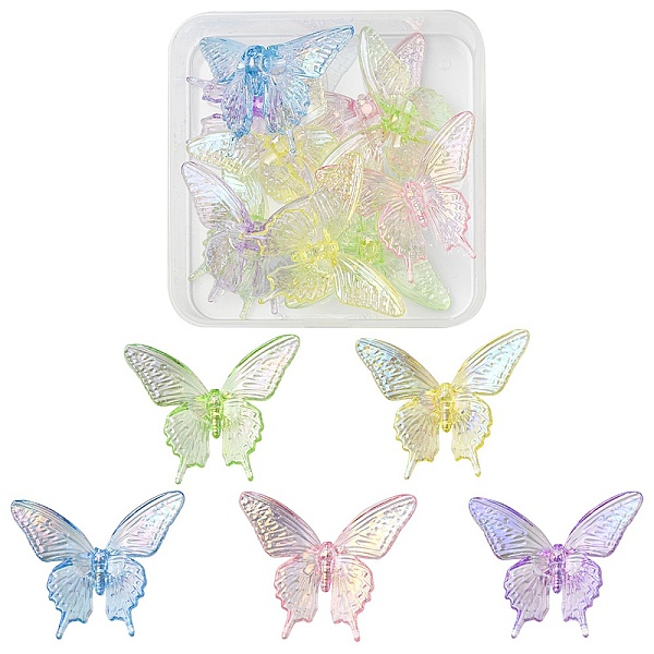 10 Stück UV-Beschichtung Regenbogen Schillernde Transparente Acrylperlen