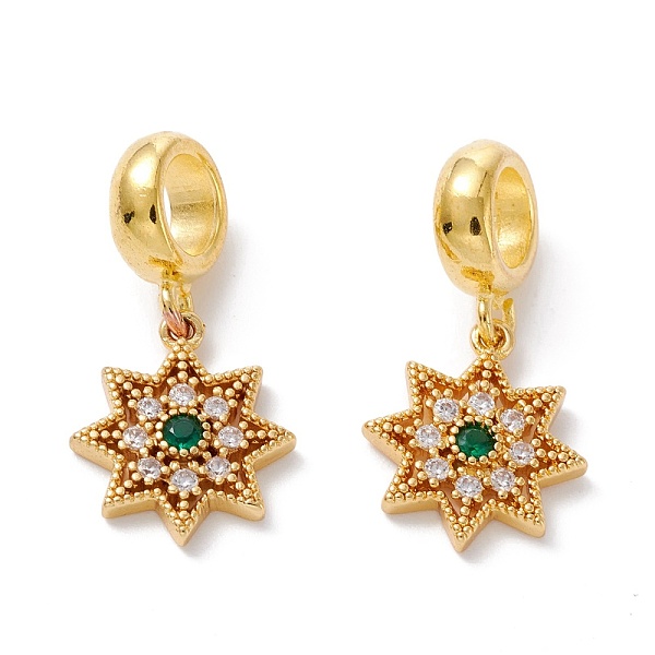 

PandaHall Brass Cubic Zirconia European Dangle Charms, Largr Hole Pendants, Long-Lasting Plated, Real 18K Gold Plated, Asterism, Colorful...