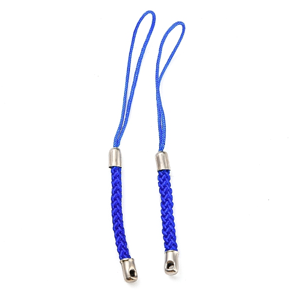 

PandaHall Polyester Cord Mobile Straps, with Platinum Plated Iron Findings, Blue, 8~9cm Polyester Blue