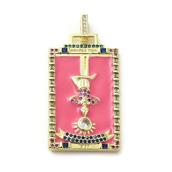 

PandaHall Brass Micro Pave Cubic Zirconia Pendants with Enamel, Tarot, Hot Pink, 39x22.5x3mm, Hole: 5x3mm Brass+Cubic Zirconia+Enamel Tarot
