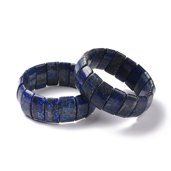 

PandaHall Natural Lapis Lazuli Rectangle Beaded Stretch Bracelet, Gemstone Jewelry for Women, Inner Diameter: 2-1/2 inch(6.2cm) Lapis Lazuli