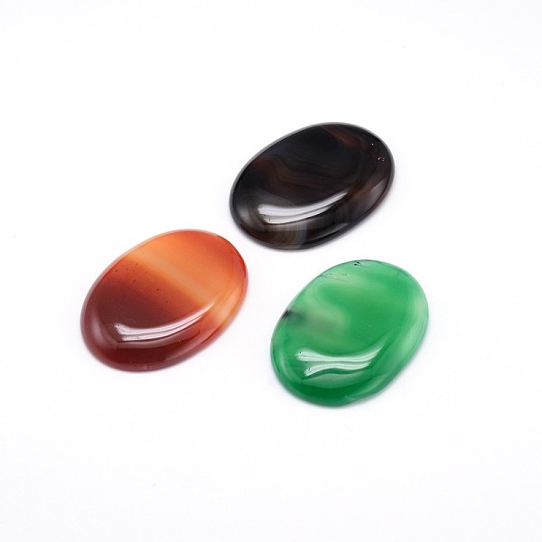 

PandaHall Dyed Natural Agate Cabochons, Oval, Mixed Color, 40x30x6mm Natural Agate Oval Multicolor