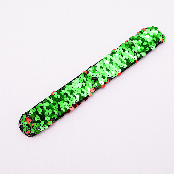 

PandaHall Mermaid Slap Bracelets, Two-color Reversible Charm Sequins Flip Wristbands, Red, 214x28x5.5mm Plastic Red