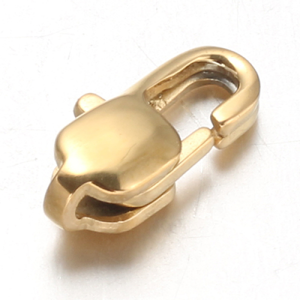 

PandaHall Ion Plating(IP) 304 Stainless Steel Lobster Claw Clasps, Golden, 11x5.5x3.5mm, Hole: 1mm 304 Stainless Steel Others