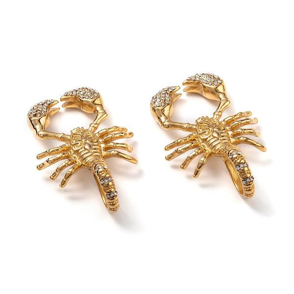 

PandaHall 304 Stainless Steel Big Pendants, with Crystal Rhinestone, Scorpion with Fleur De Lis, Golden, 55x34x16mm, Hole: 12x14mm Stainless..., Clear