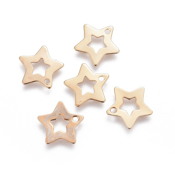 

PandaHall 201 Stainless Steel Charms, Cut-Out, Star, Hollow, Golden, 9.5x10x0.5mm, Hole: 1mm 201 Stainless Steel Star