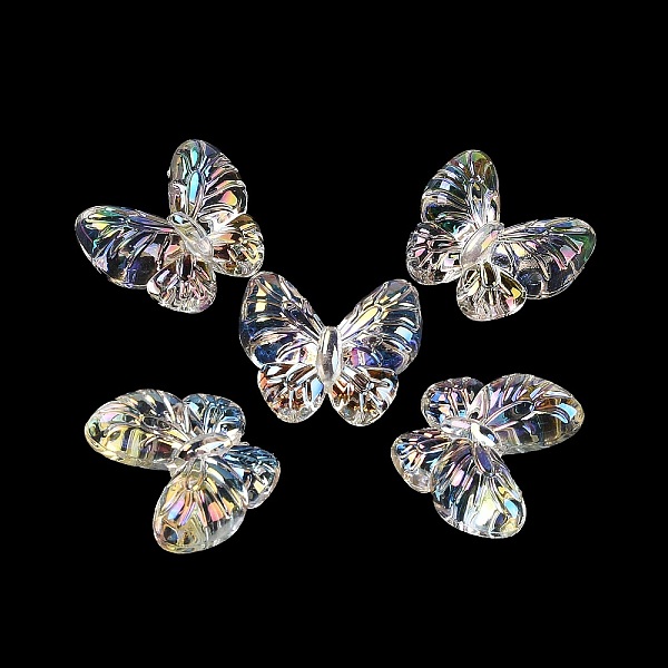 

PandaHall Transparent Acrylic Beads, UV Plating Iridescent, Butterfly, 22x25.5x9.5mm, Hole: 1.8mm Acrylic Butterfly Clear