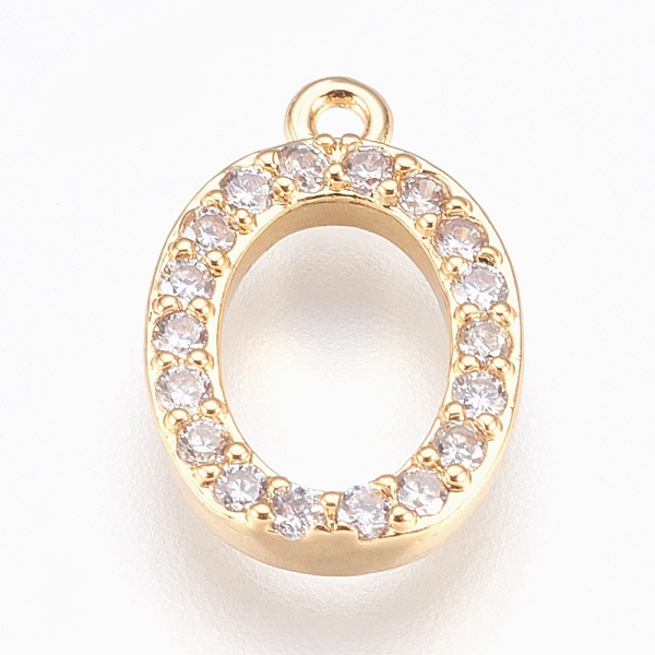 

PandaHall Brass Letter Pendants, with Cubic Zirconia, Lead Free & Cadmium Free & Nickel Free, Long-Lasting Plated, Golden, Letter.O..., Clear
