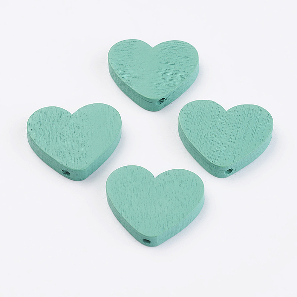 

PandaHall Natural Wood Beads, Dyed, Heart, Dark Cyan, 21x23.5x5mm, Hole: 2mm, about 590pcs/500g Wood Heart Cyan